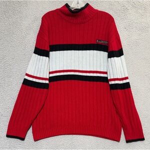Vintage Y2K SouthPole Colorblock Sweater Mens Size Large Striped mock neck
